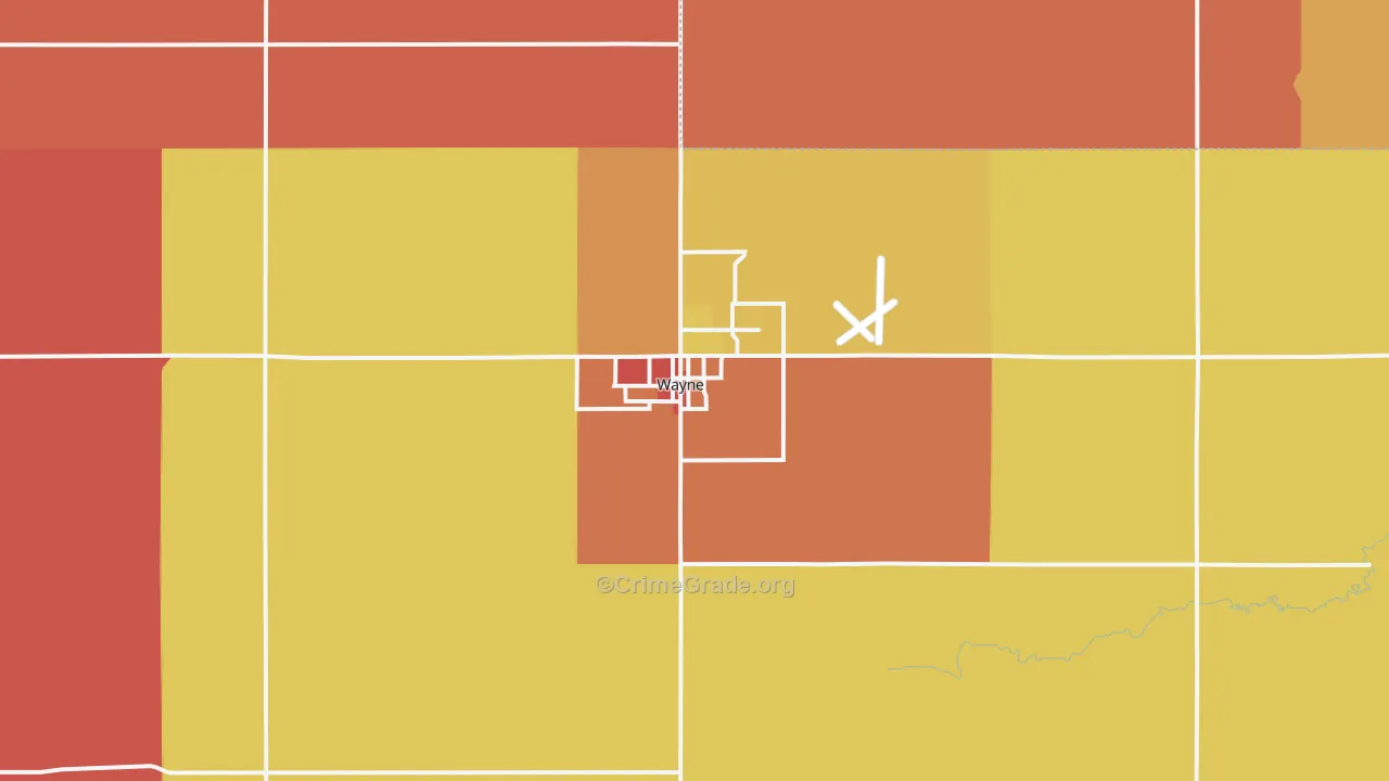 Wayne, NE Map of Robbery Rates