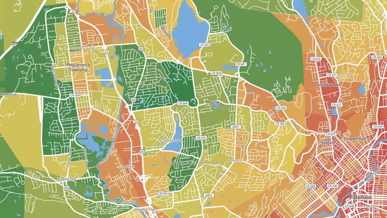 Wayne, NJ Map of Robbery Rates