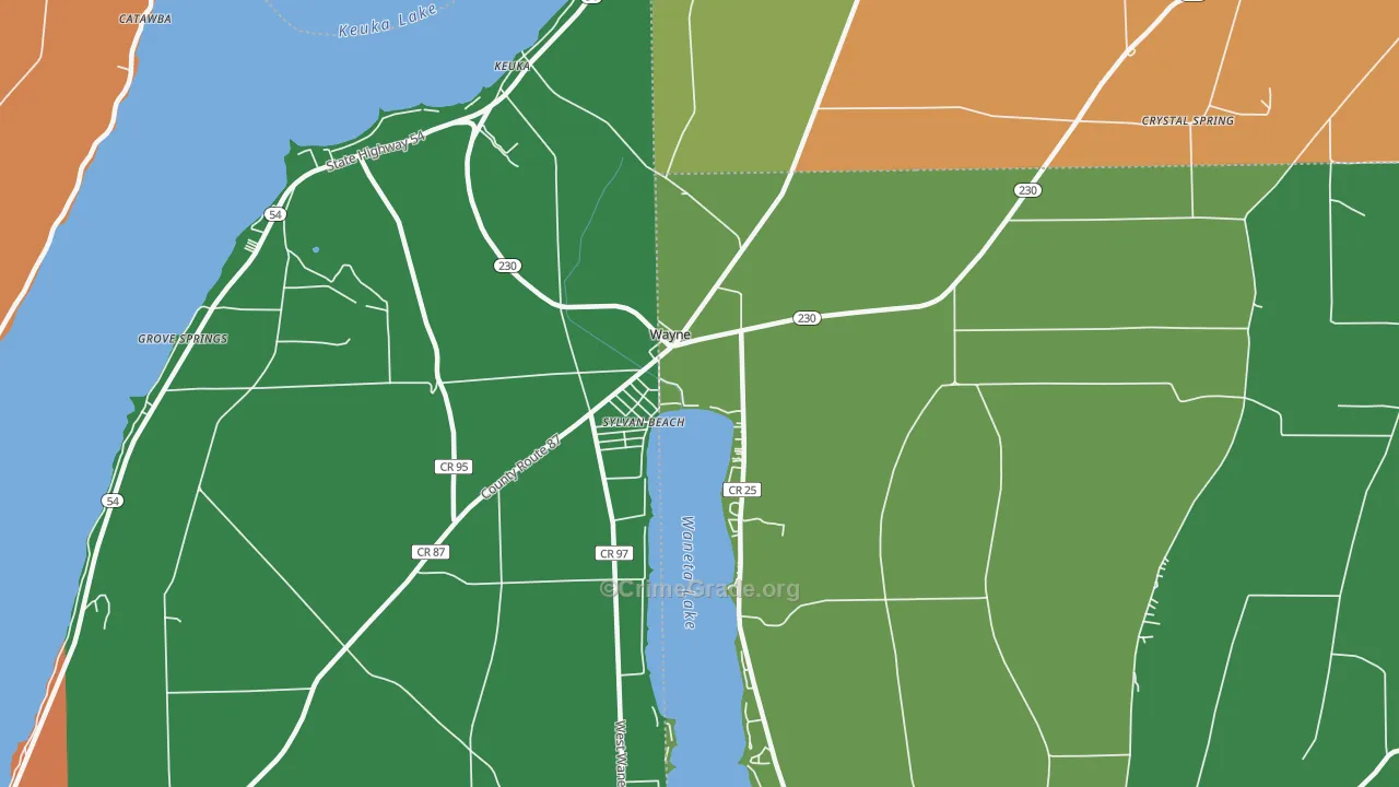 Wayne, NY Map of Robbery Rates