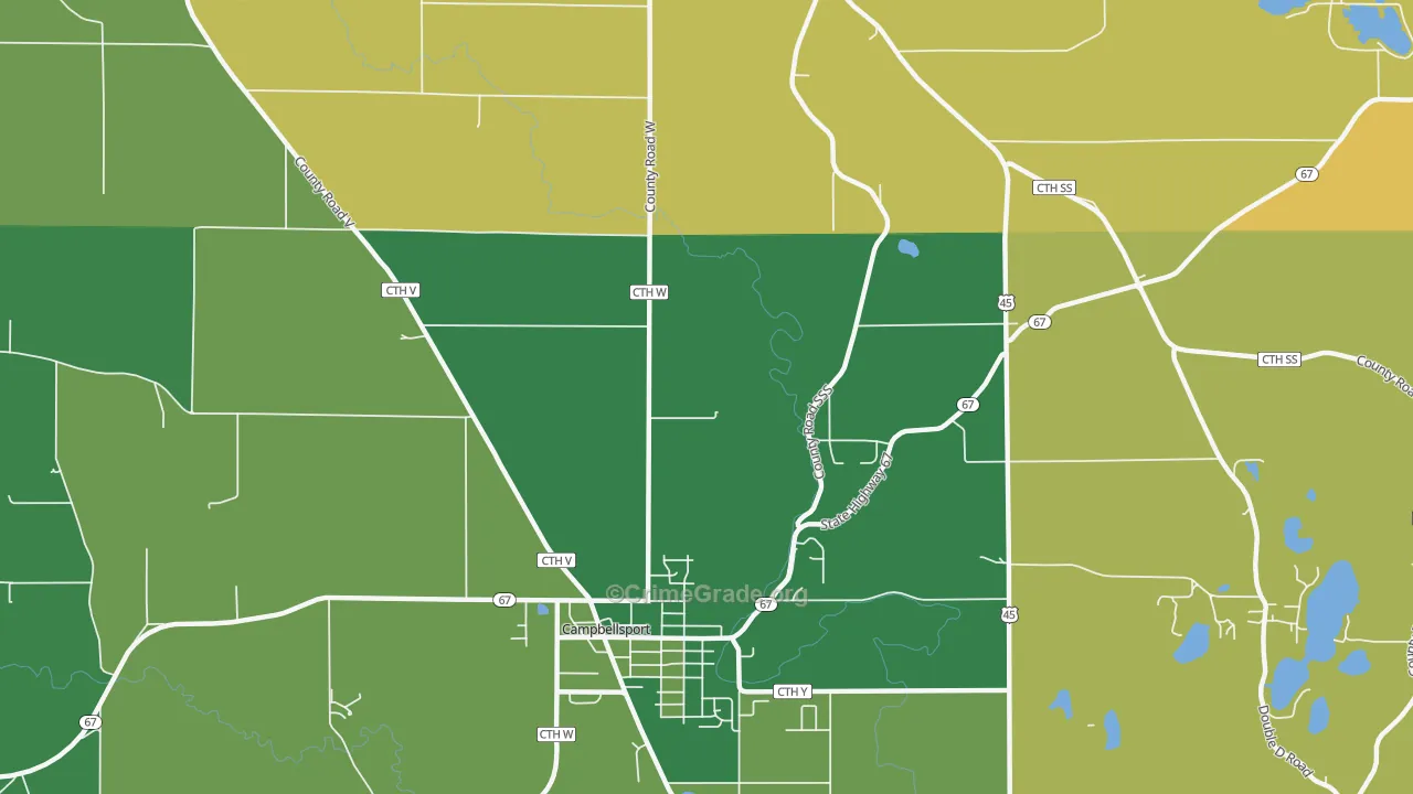 Wayne, WI Map of Robbery Rates