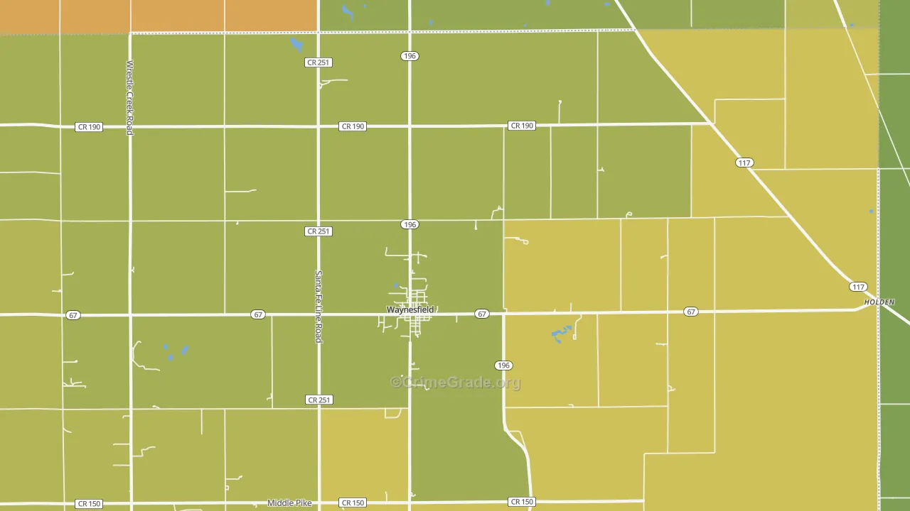 Waynesfield, OH Map of Robbery Rates