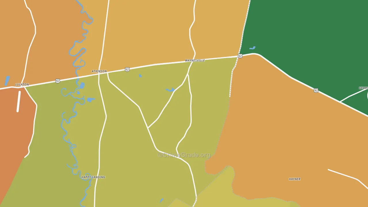 Waynesville, GA Map of Robbery Rates