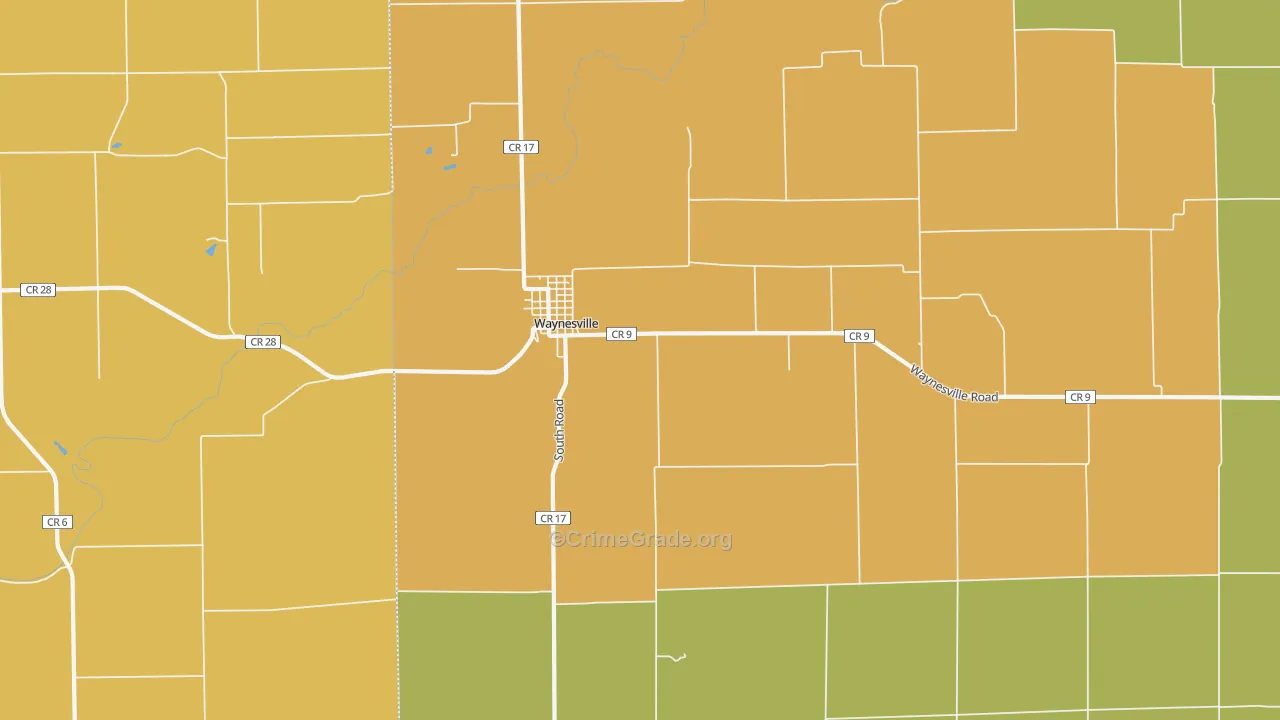 Waynesville, IL Map of Robbery Rates