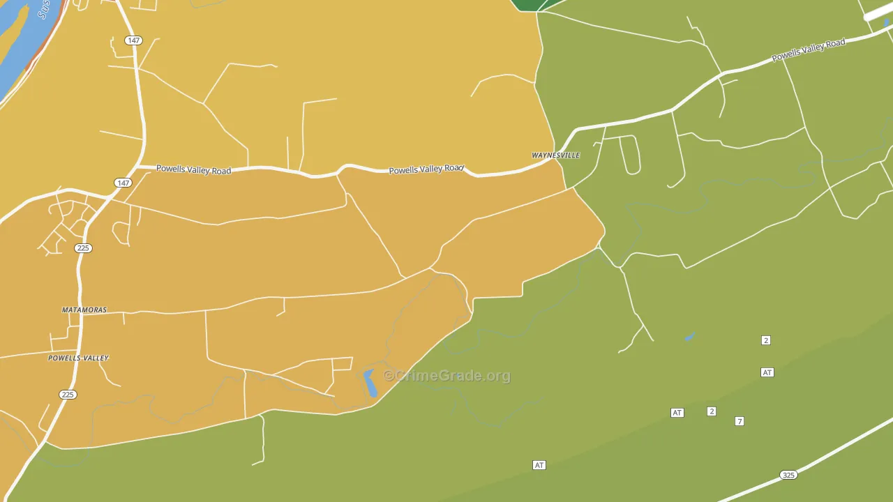 Waynesville, PA Map of Robbery Rates