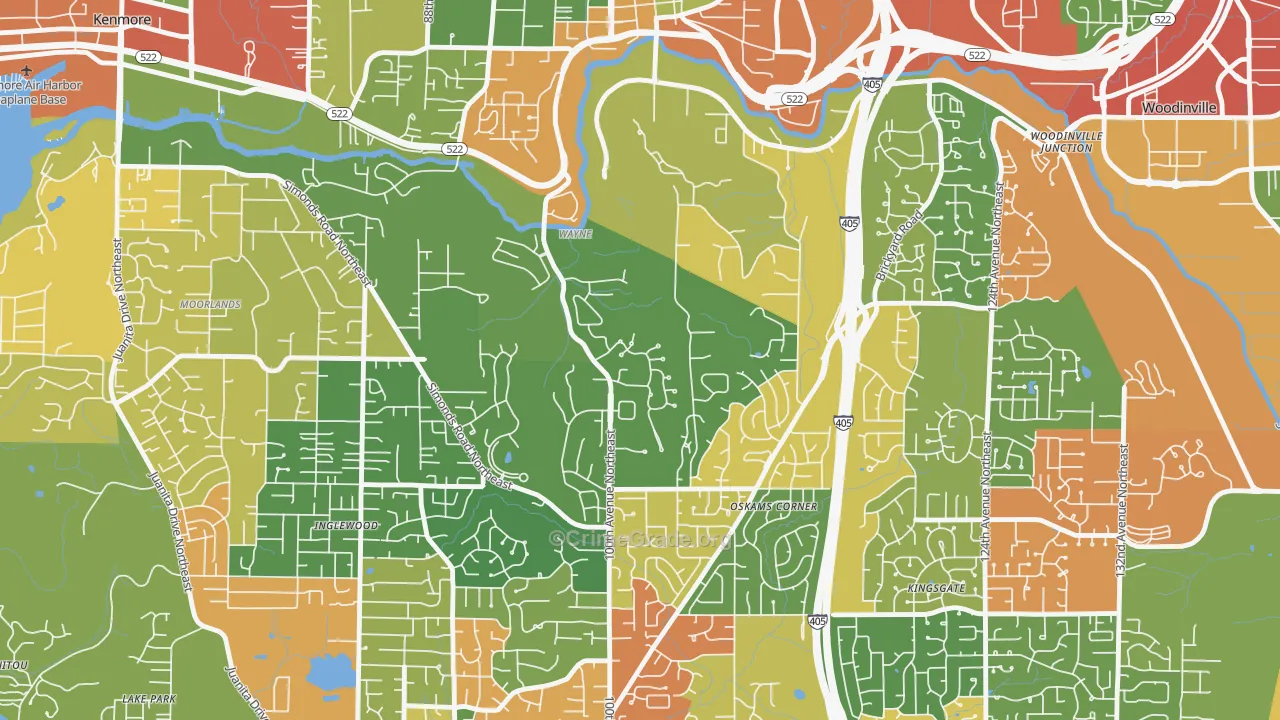 Waynita-Simonds-Norway Hill, Bothell, WA Map of Robbery Rates