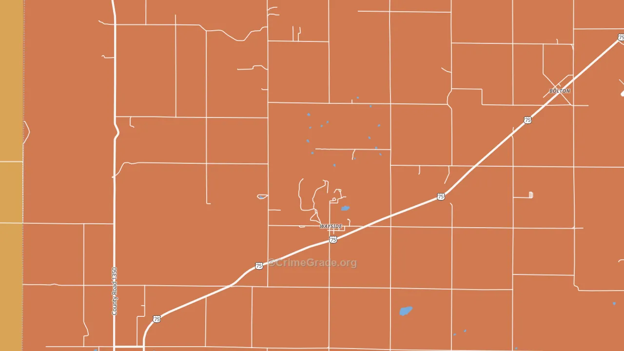 Wayside, KS Map of Robbery Rates