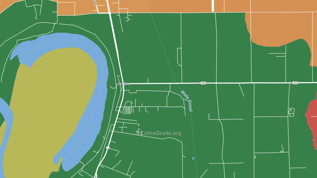 Wayside, MS Map of Robbery Rates