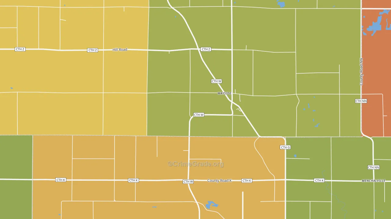 Wayside, WI Map of Robbery Rates