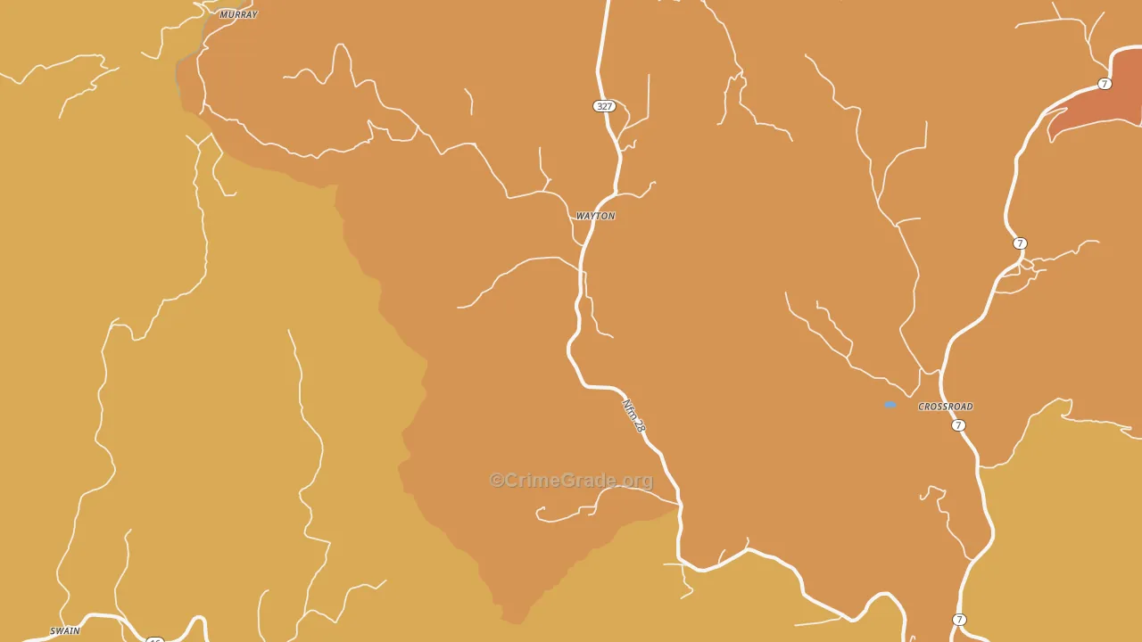Wayton, AR Map of Robbery Rates