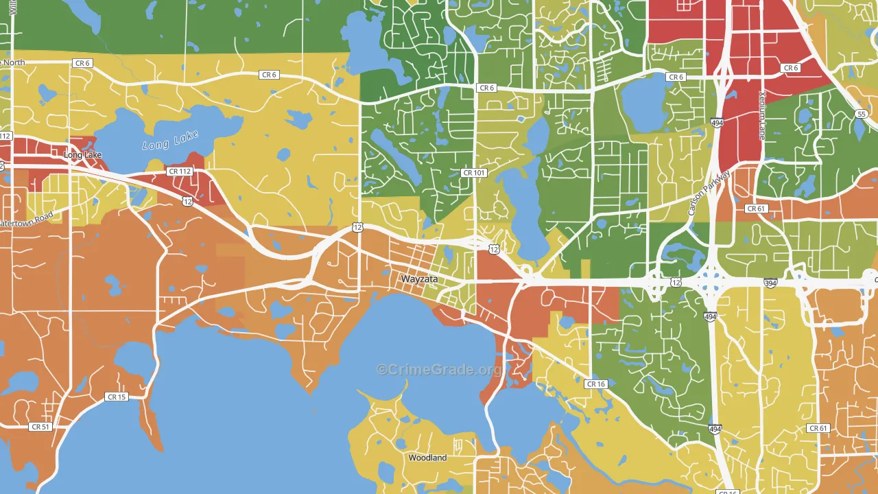 Wayzata, MN Map of Robbery Rates