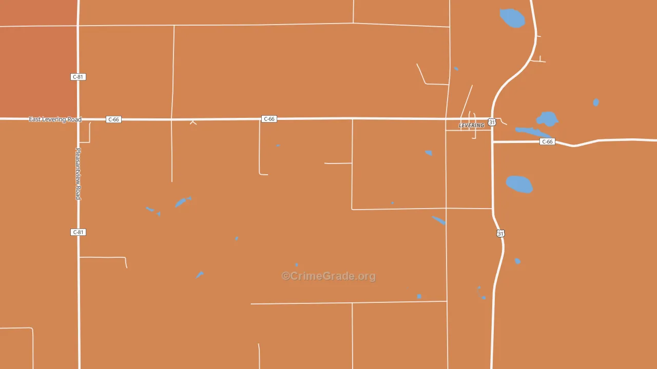 Weadock, MI Map of Robbery Rates