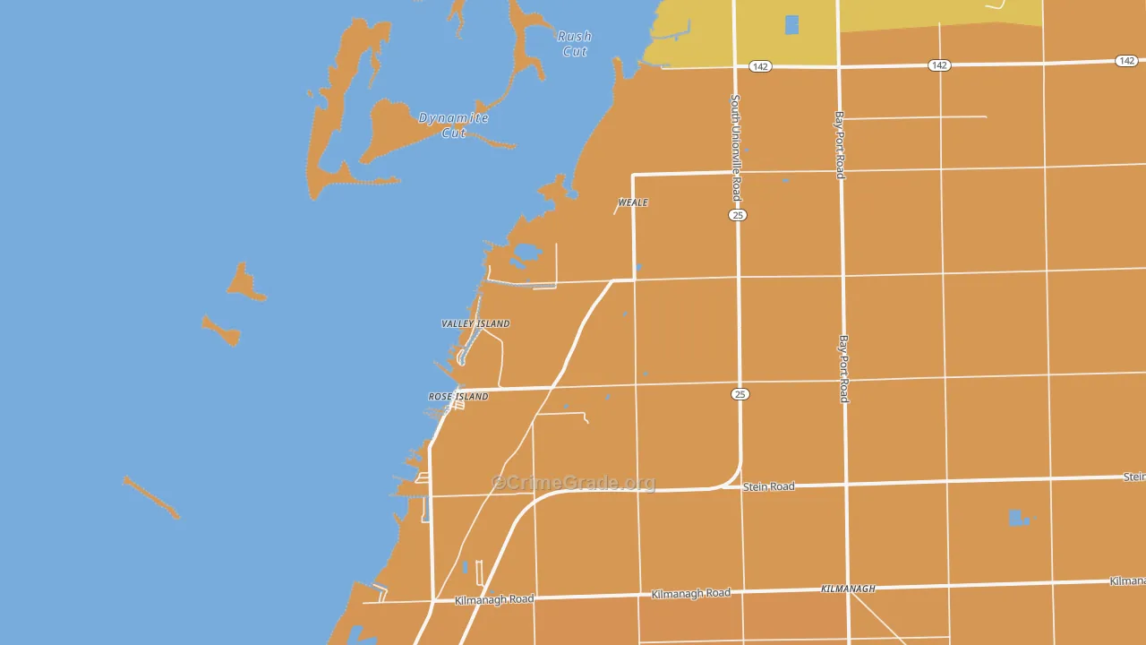Weale, MI Map of Robbery Rates