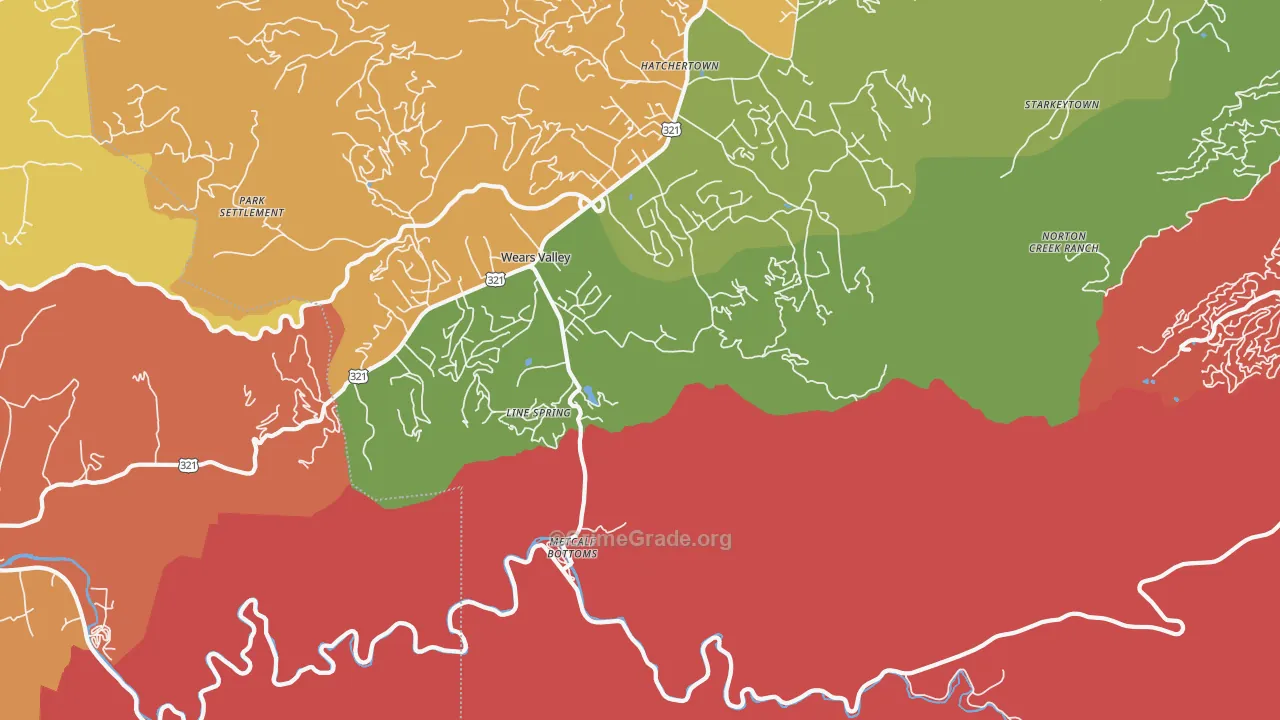Wear Valley, TN Map of Robbery Rates
