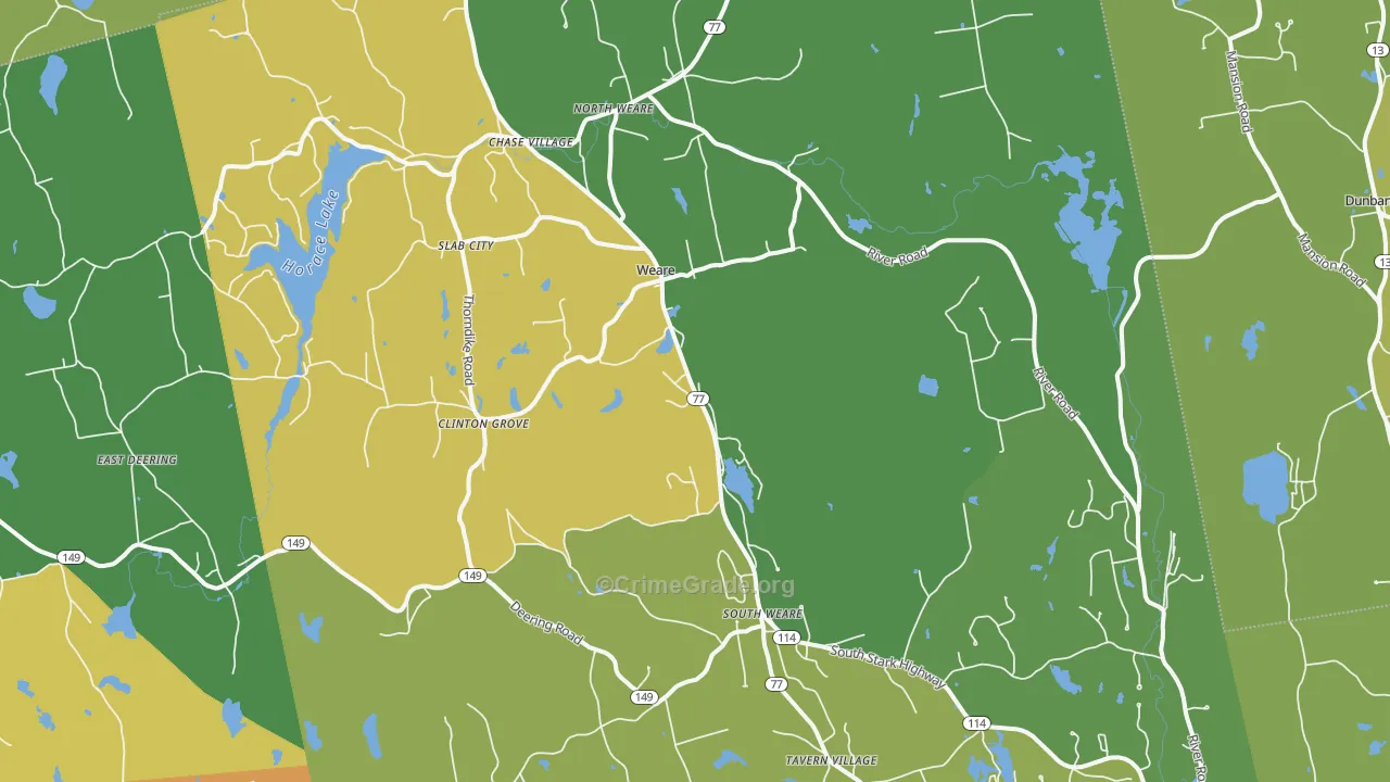 Weare, NH Map of Robbery Rates