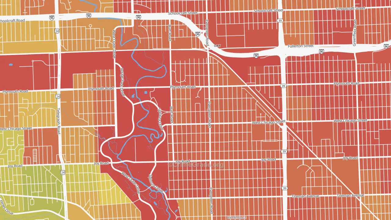 Weatherby, Detroit, MI Map of Robbery Rates