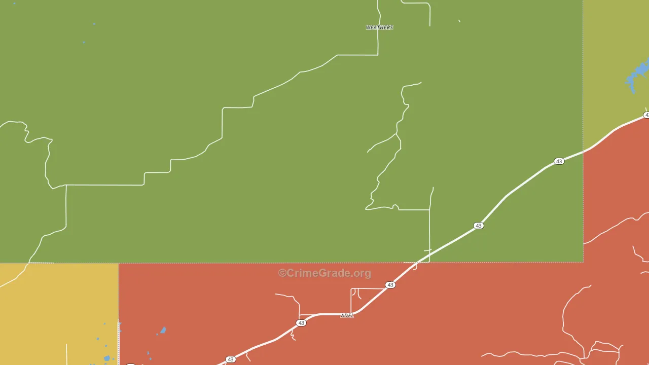 Weathers, OK Map of Robbery Rates