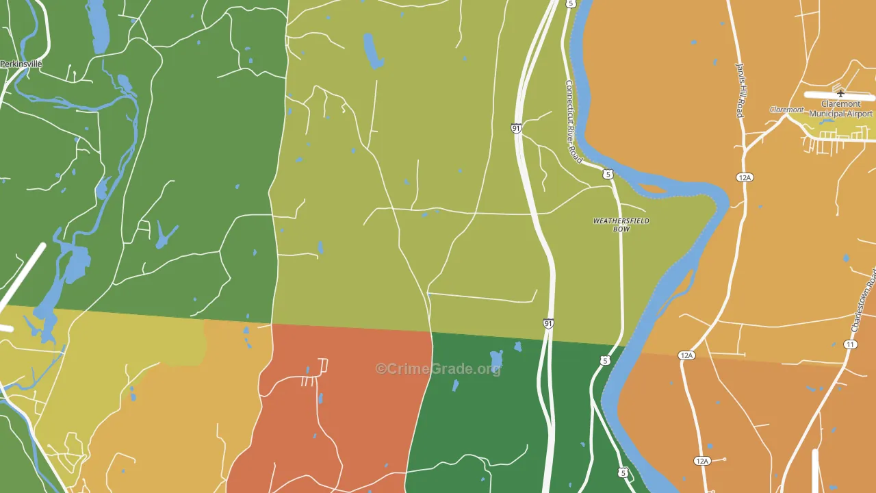 Weathersfield Bow, VT Map of Robbery Rates