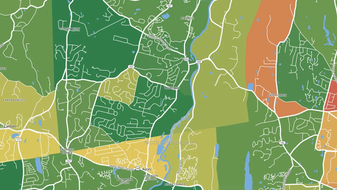 Weatogue, CT Map of Robbery Rates