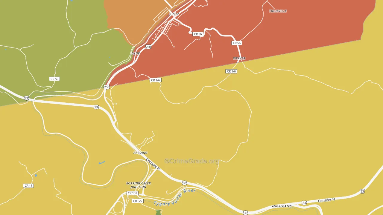 Weaver, WV Map of Robbery Rates