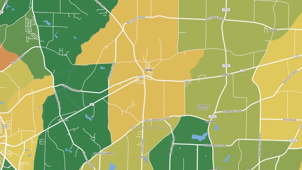 Webb, AL Map of Robbery Rates