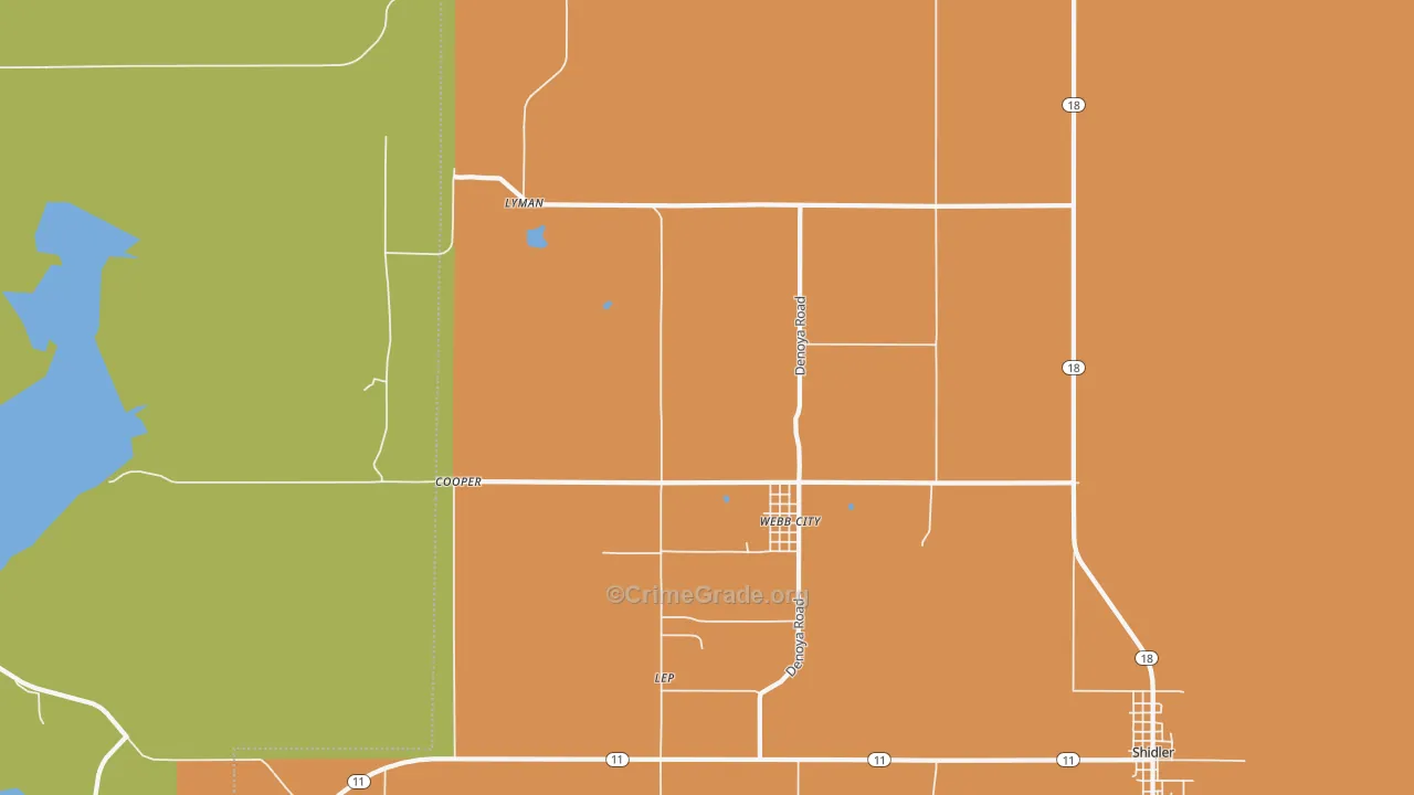 Webb City, OK Map of Robbery Rates
