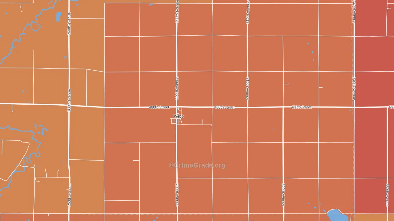 Webb, IA Map of Robbery Rates
