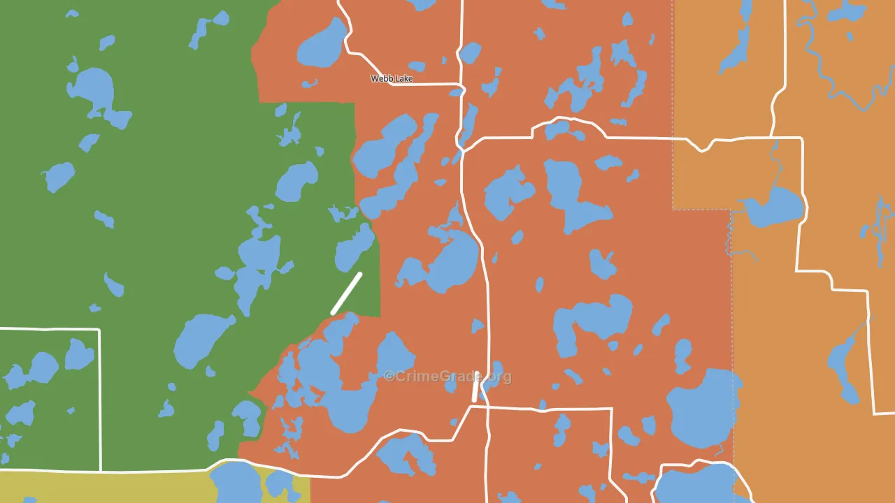 Webb Lake, WI Map of Robbery Rates