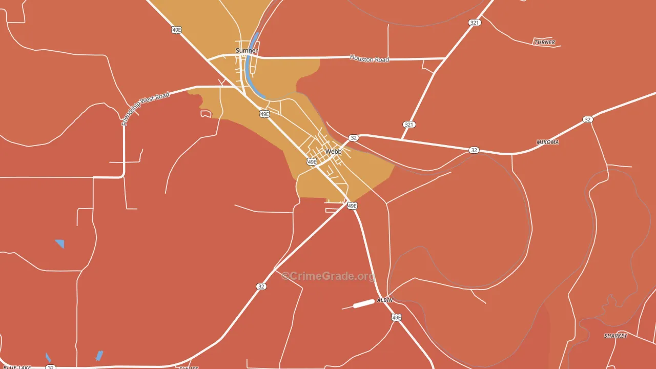 Webb, MS Map of Robbery Rates