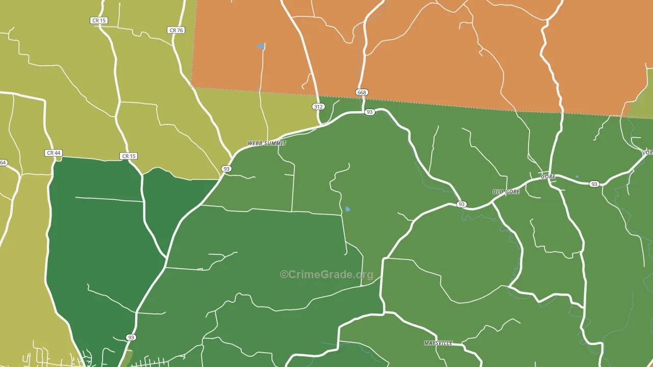 Webb Summit, OH Map of Robbery Rates