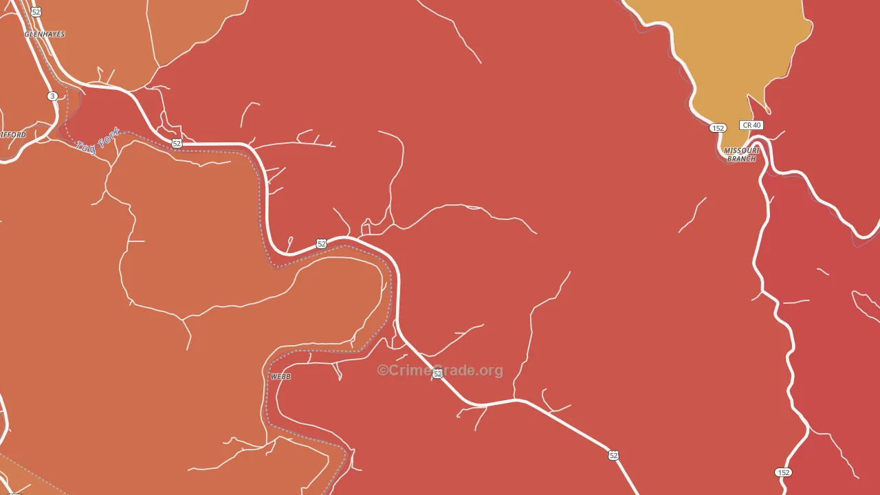 Webb, WV Map of Robbery Rates