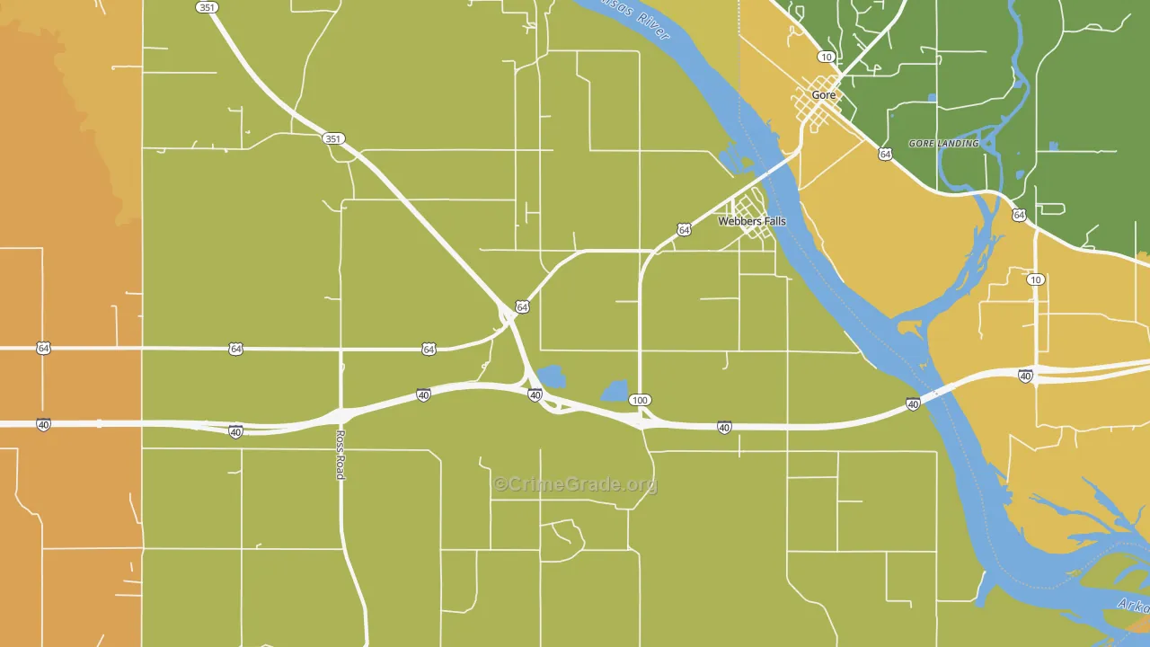 Webbers Falls, OK Map of Robbery Rates