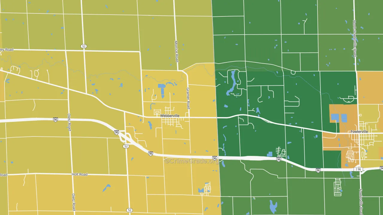 Webberville, MI Map of Robbery Rates