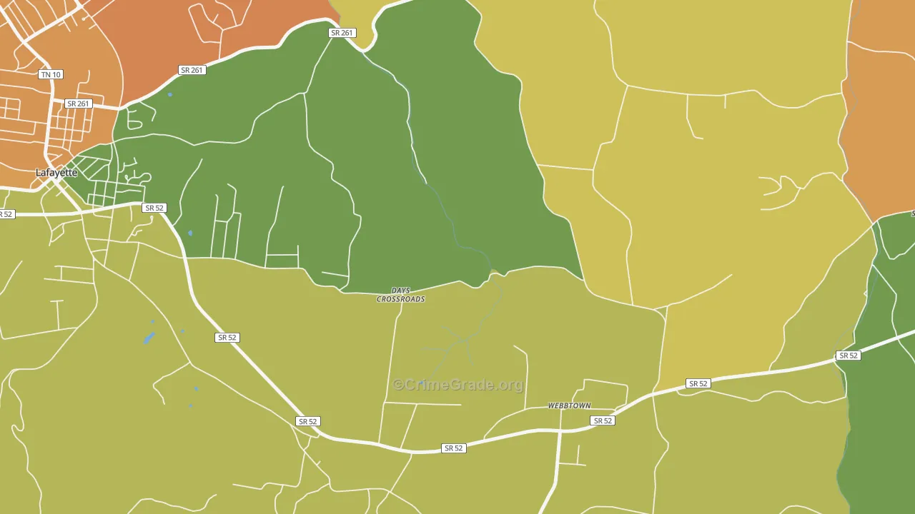 Webbtown, TN Map of Robbery Rates