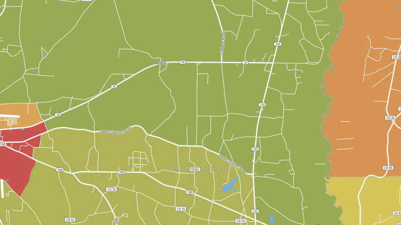 Weber, GA Map of Robbery Rates