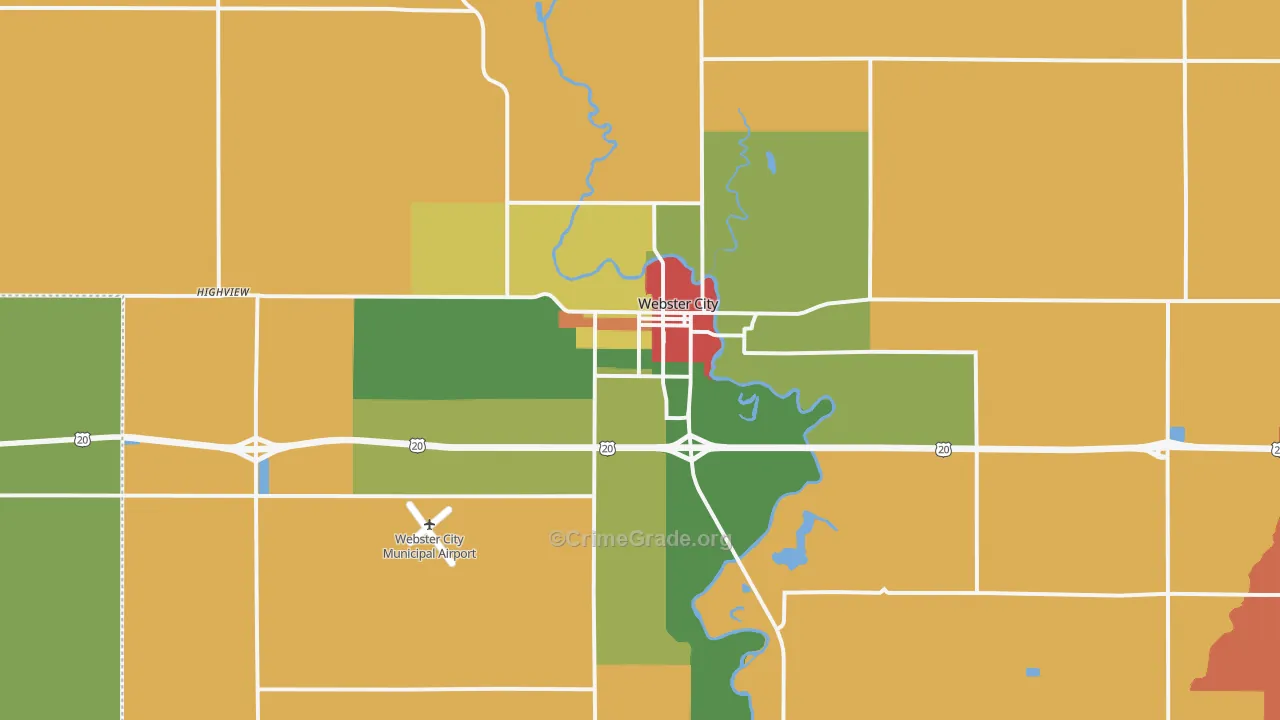 Webster City, IA Map of Robbery Rates