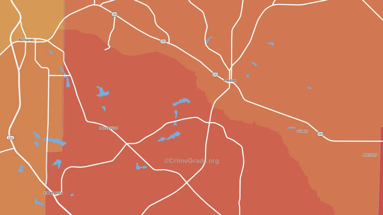Webster County, GA Map of Robbery Rates