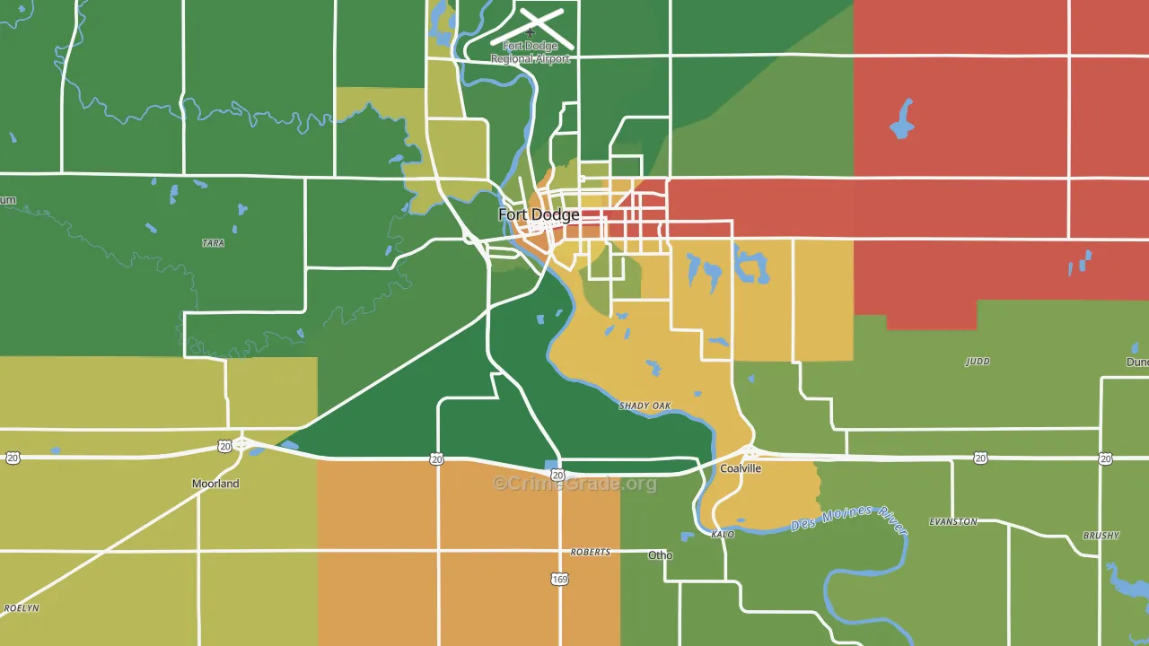 Webster County, IA Map of Robbery Rates