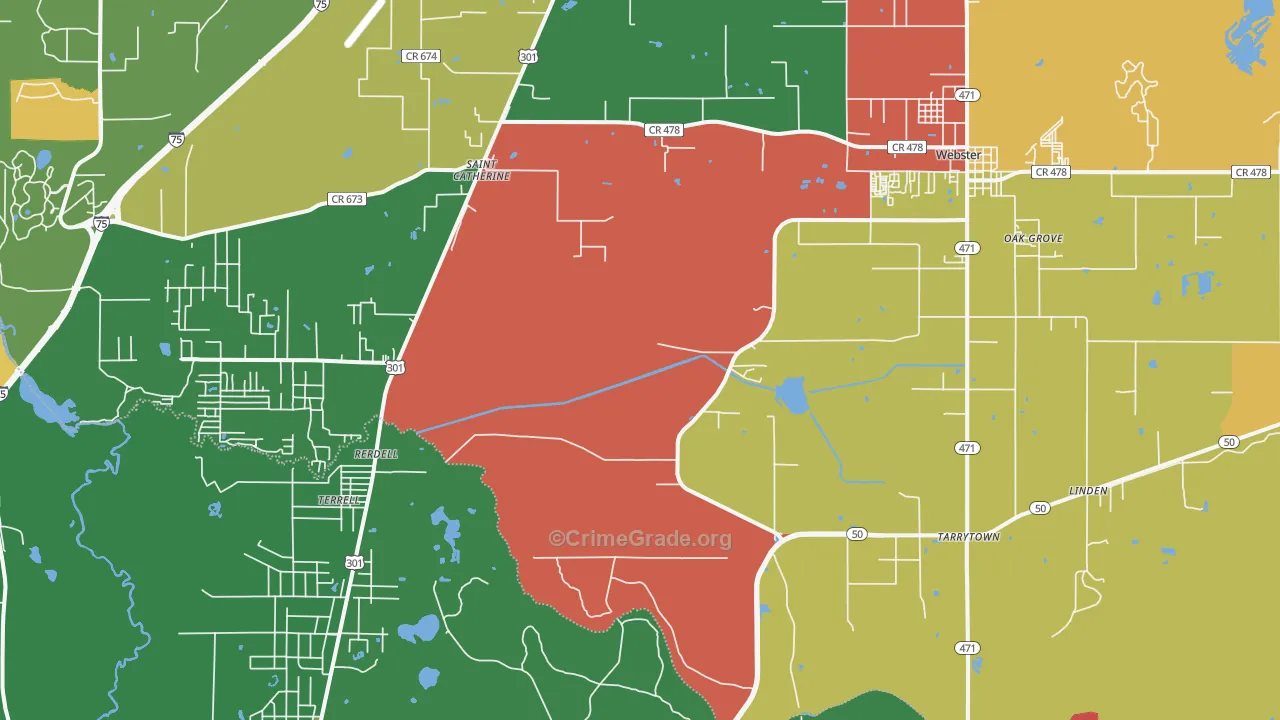 Webster, FL Map of Robbery Rates