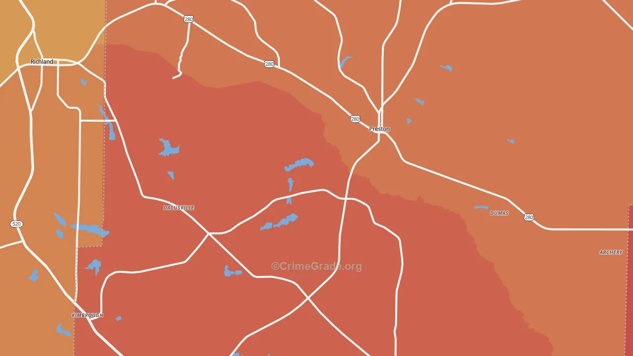 Webster, GA Map of Robbery Rates