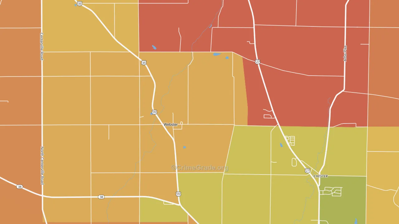Webster, IN Map of Robbery Rates