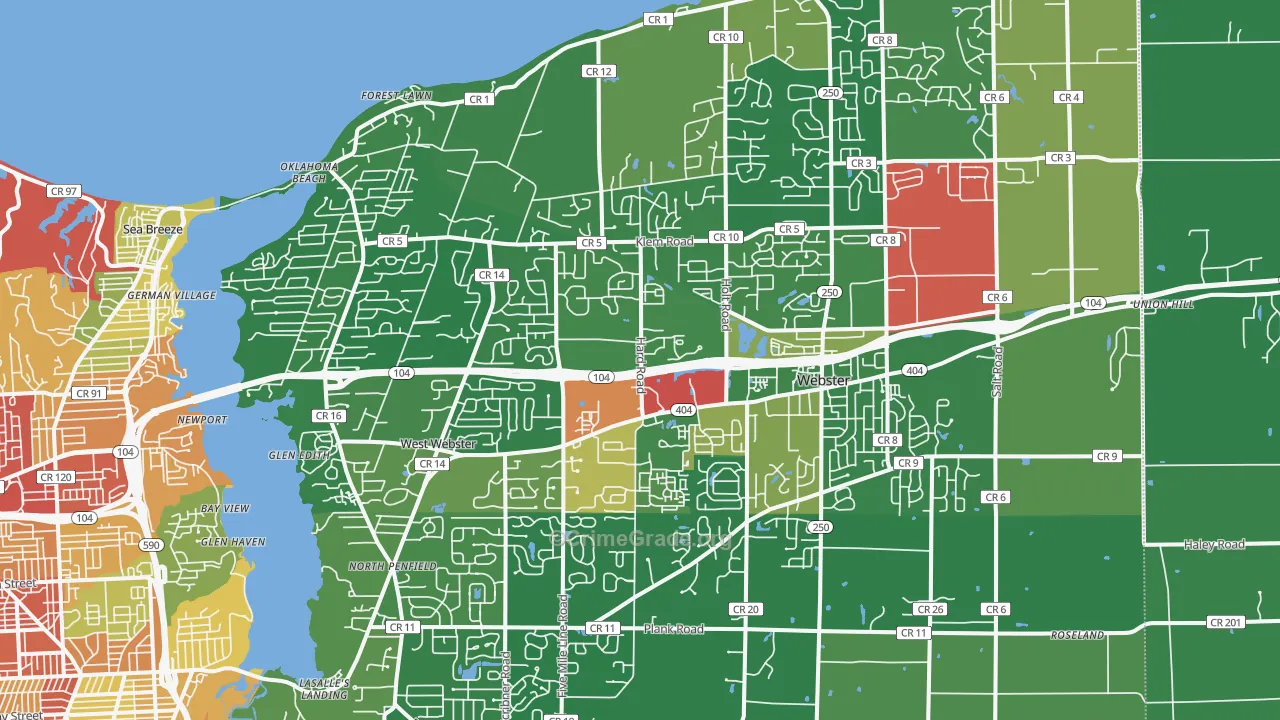 Webster, NY Map of Robbery Rates