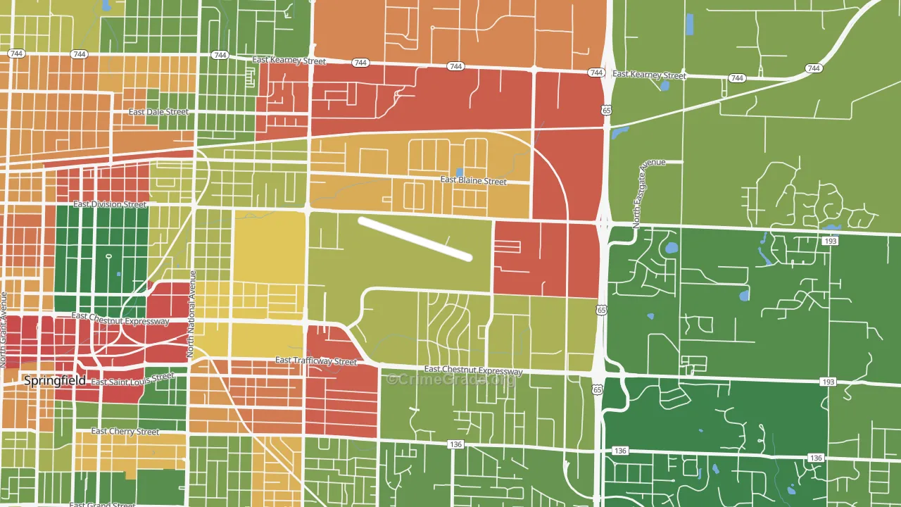 Webster Park-Shady Dell, Springfield, MO Map of Robbery Rates