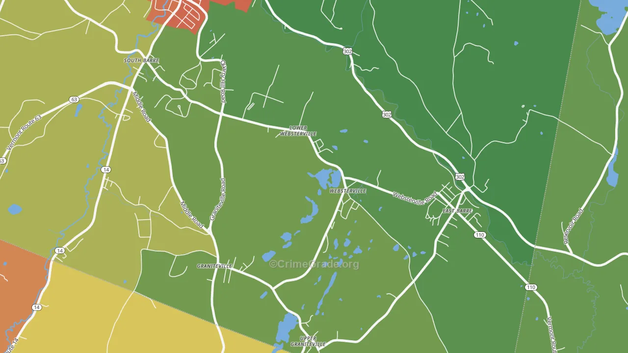 Websterville, VT Map of Robbery Rates