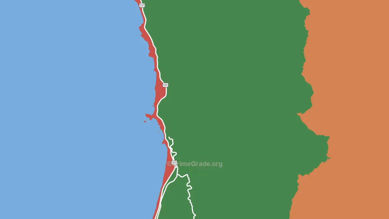 Wedderburn, OR Map of Robbery Rates