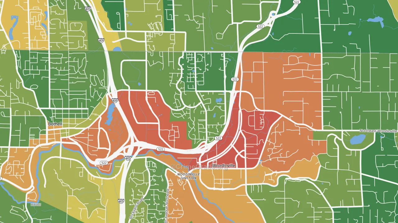 Wedge, Woodinville, WA Map of Robbery Rates