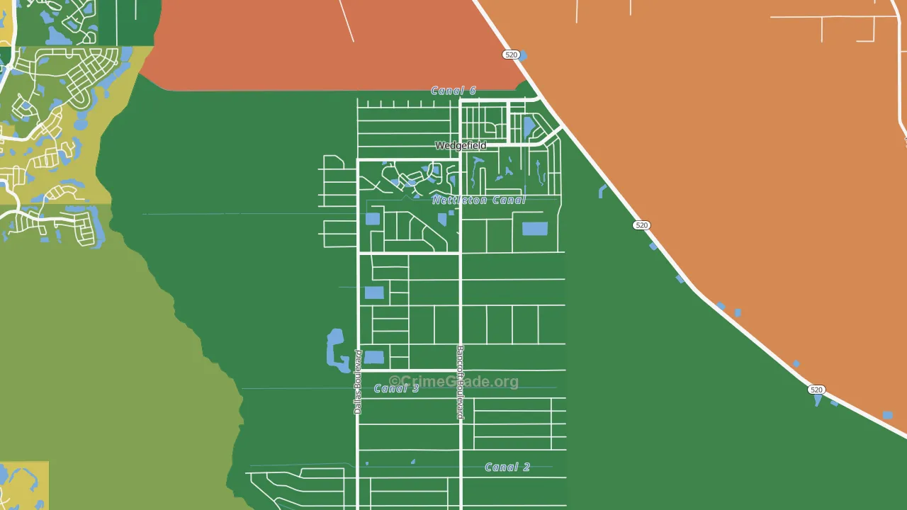 Wedgefield, FL Map of Robbery Rates