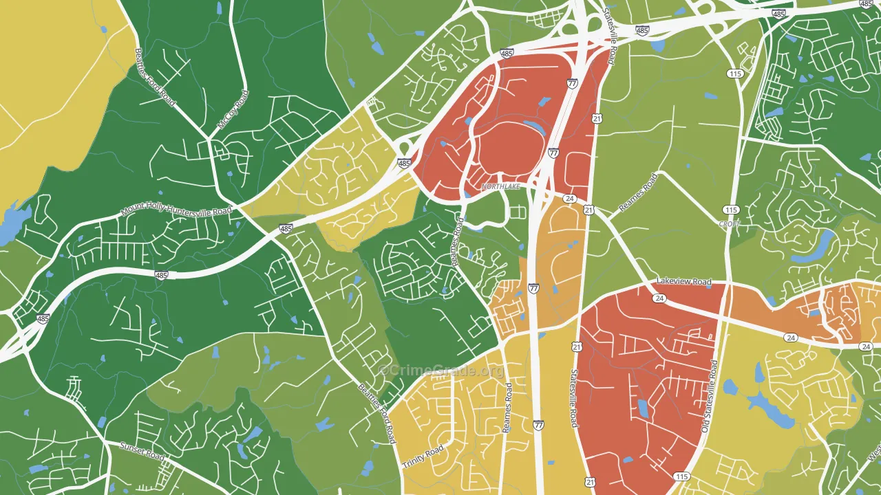 Wedgewood, Charlotte, NC Map of Robbery Rates