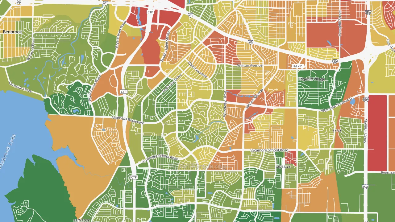 Wedgwood, Fort Worth, TX Map of Robbery Rates