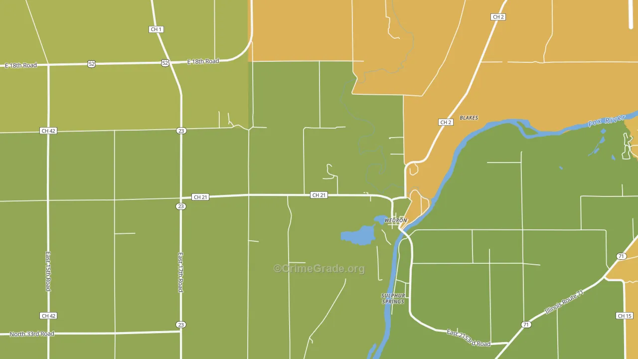 Wedron, IL Map of Robbery Rates