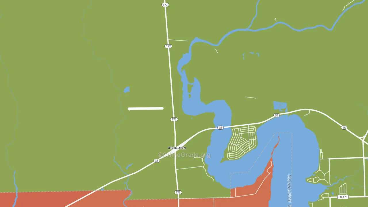 Weedhaven, TX Map of Robbery Rates